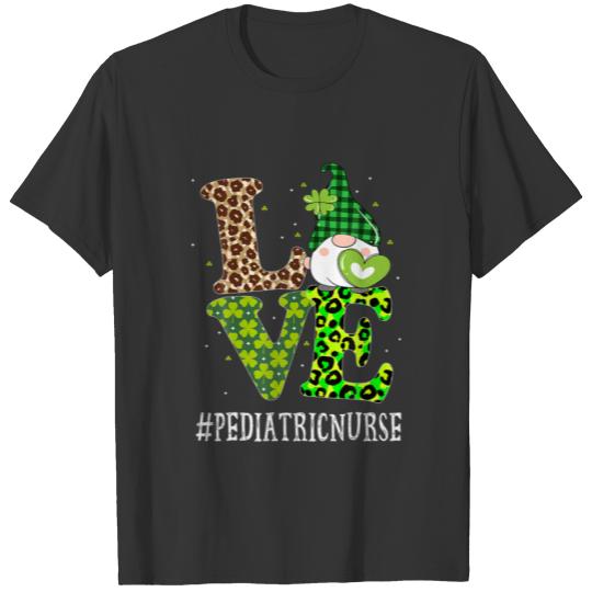 Pediatric Nurse Love St Patricks Day Gnome Leopard T-shirt