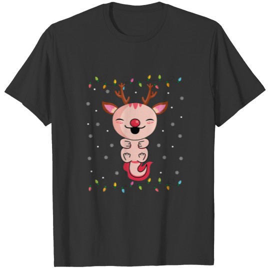 Cute Christmas Axolotl Pajama Reindeer Boys Kids X T-shirt