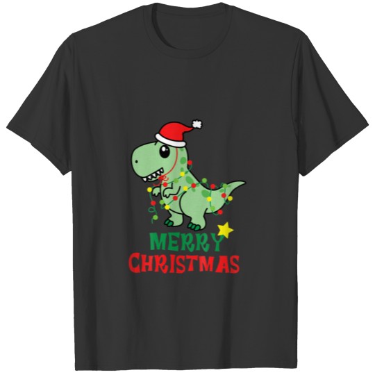 Kids Christmas Dinosaur Girls Boys Light Xmas T Re T-shirt