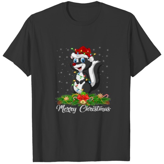 Skunks Animal Lover Matching Santa Hat Skunks Chri T-shirt