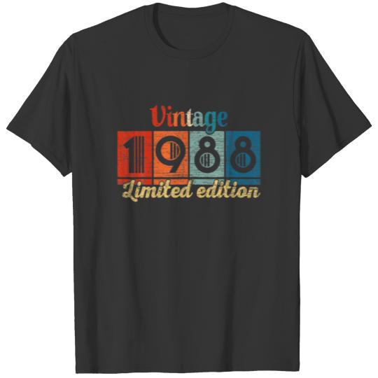 Vintage 1988 Limited Edition 34 Birthday Gifts 34 T-shirt