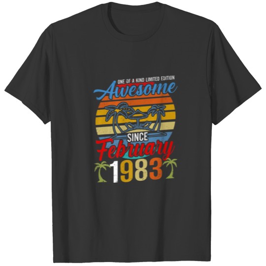 Awesome Since February 1983 Vintage Retro Birthday T-shirt