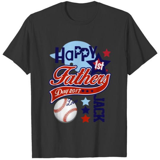 Baby Boy Happy First Fathers Day Baseball T-shirt