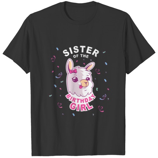 Sister Of The Birthday Girl Cute Llama Matching Fa T-shirt