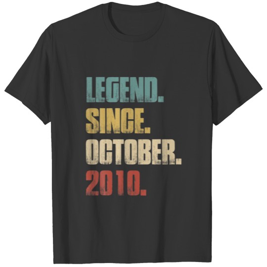 11Th Birthday Legend Since October 2010 Vintage 11 T-shirt