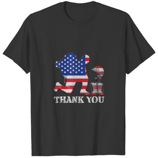 Memorial Day Thank You Soldier Kneeling Mens Wo T-shirt