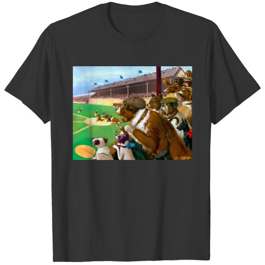 Dogs Playing Baseball T-shirt