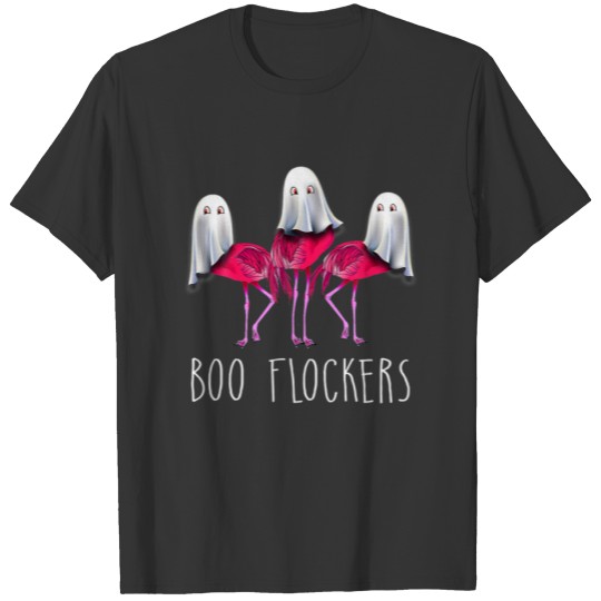 Boo Flockers Funny Flamingo Ghost Halloween Pumpki T-shirt