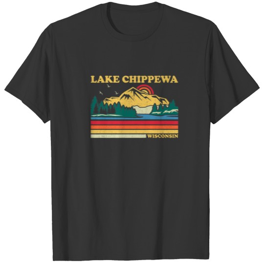 Vintage Retro Family Vacation Wisconsin Chippewa L T-shirt