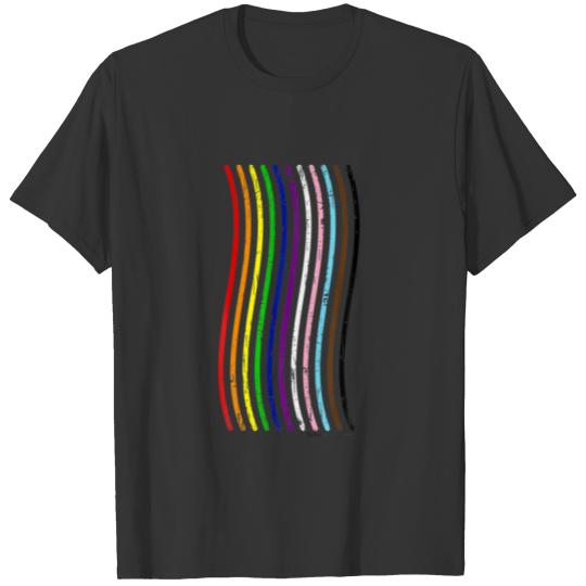 Vintage Progress Flag Gay Pride Rainbow Word Desig T-shirt