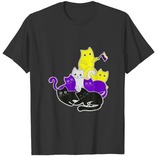 Pride Month Non-Binary Cats LGBT Flag Proud T-shirt