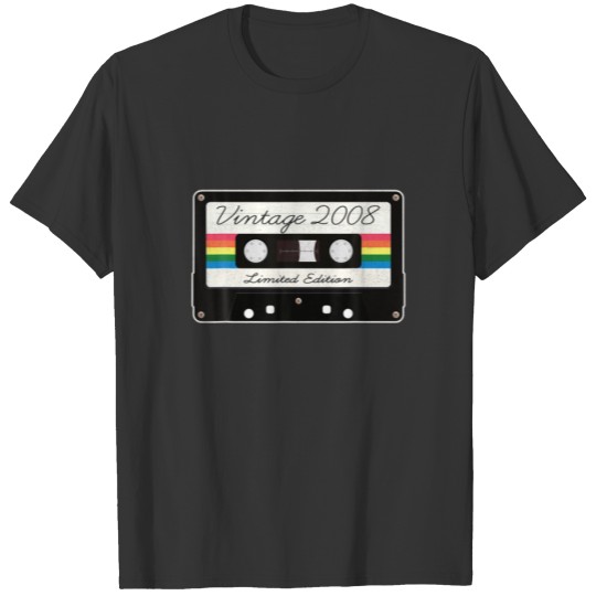 Vintage 2008 Music Cassette 14Th Birthday 14 Years T-shirt