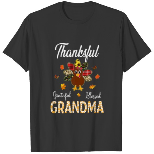 Thankful Grateful Blessed Gramma Turkey Leopard Th T-shirt