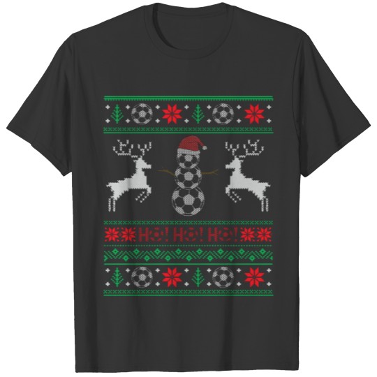Funny Christmas Soccer Snowman Ugly Christmas Xmas T-shirt