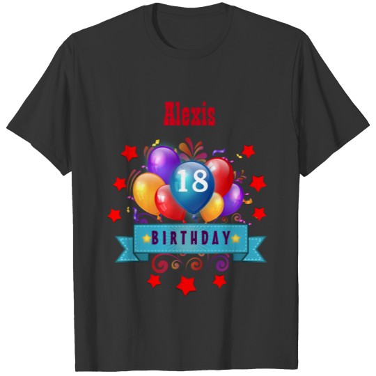 18th Birthday Festive Colorful Balloons V10HZ T-shirt