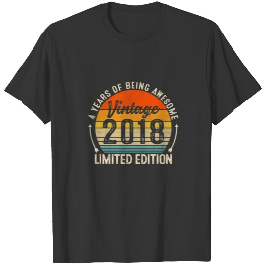Kids Retro Sunset 4 Years Of Being Awesome Vintage T-shirt