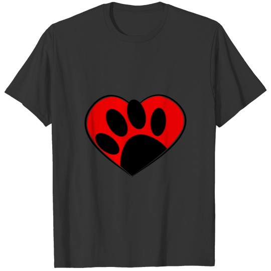 Dog Lover Paw Print And Red Heart Polo T-shirt