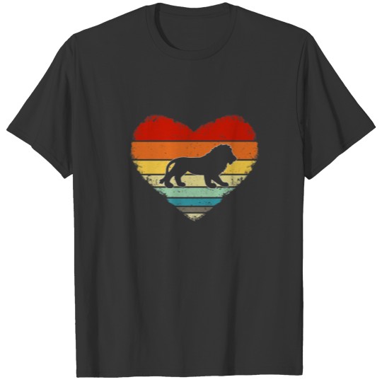 Vintage Heart Lion Animal Lovers Retro Valentines T-shirt