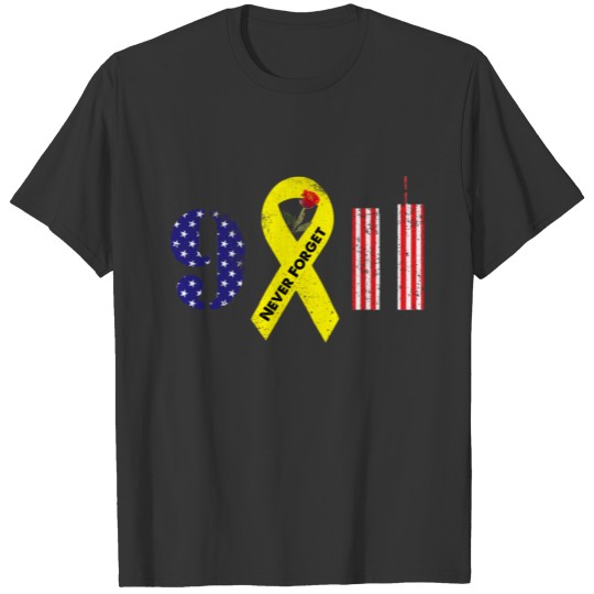 Never Forget 9 11 Yellow Ribbon T-shirt
