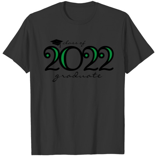Modern 2022 Green and School Colors Graduation T-shirt
