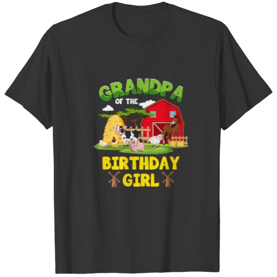 Grandpa Of The Birthday Girl Farm Animals Barnyard T-shirt