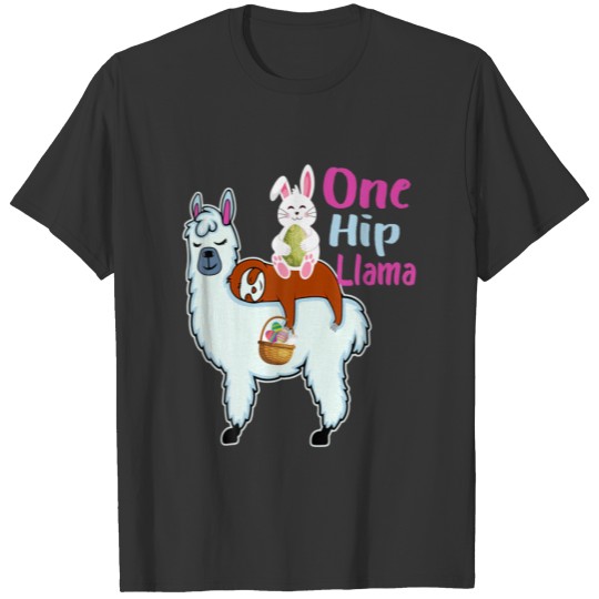 Easter Pajamas Happy Easter Bunny Llama Bringing E T-shirt