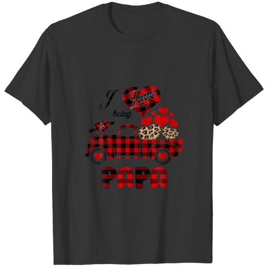 I Love Being A Papa Red Truck Heart Leopard For Ch T-shirt