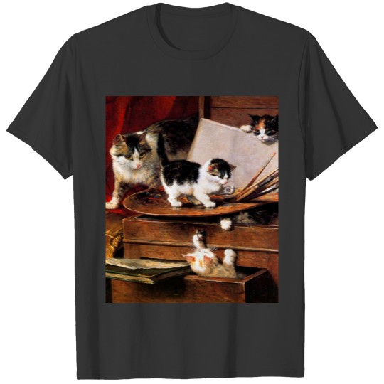 Mother Cat and Kittens on Table T-shirt