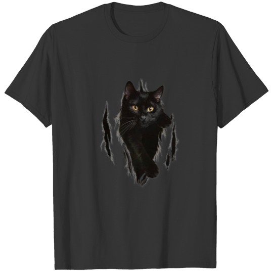 Black Cat Yellow Eyes Owner Feline Art Kitten Love T-shirt