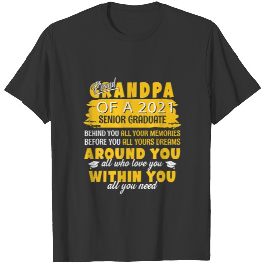 Mens Proud Grandpa Of A 2021 Senior Graduate Funny T-shirt