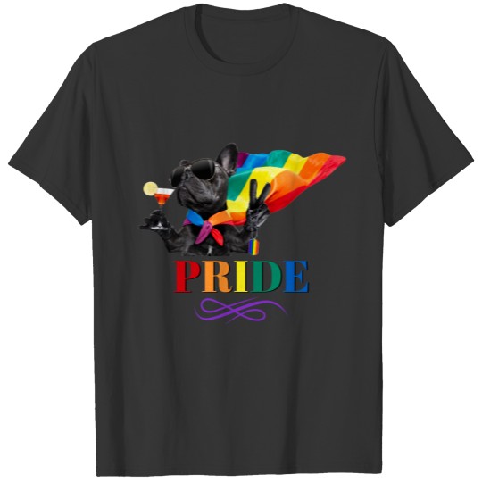 Pride Party Dog in Rainbow Cape T-shirt