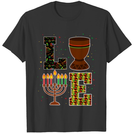 LOVE Happy Kwanzaa Decorations Unity Cup Kinara Ca T-shirt