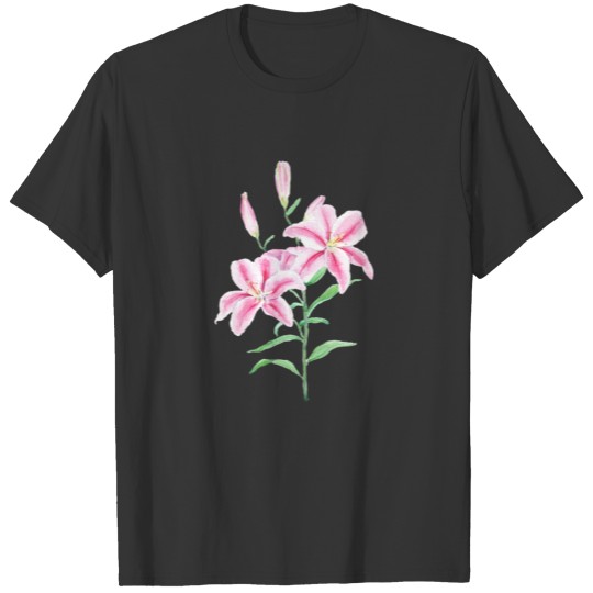 pink lily flower watercolor polo T-shirt
