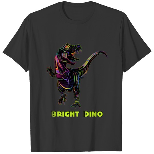 Colorful Rainbow Velociraptor Dinosaur Art T-shirt