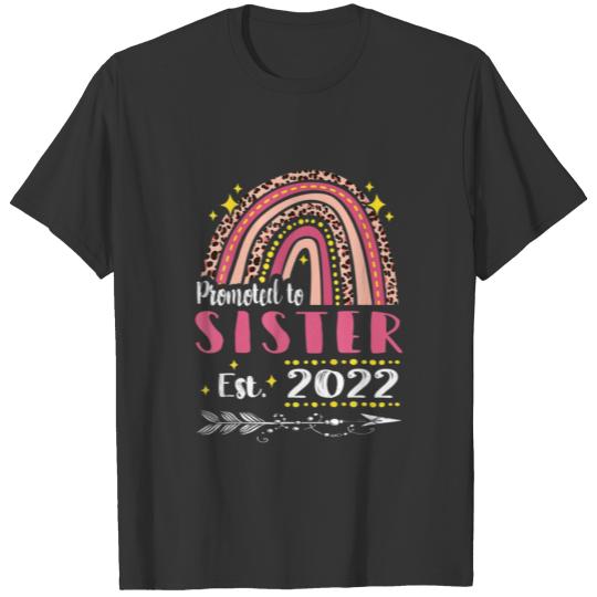 Promoted To Sister Est 2022 Rainbow Leopard Mother T-shirt