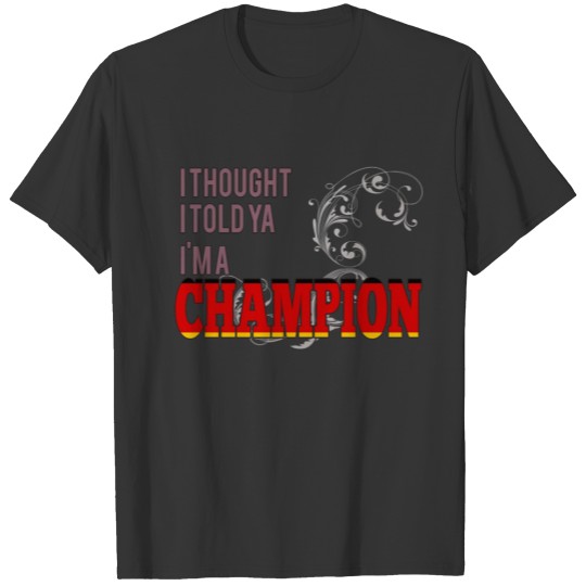 German and a Champion T-shirt