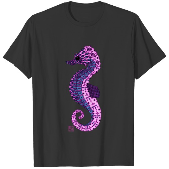 Pretty Lavender Zen Tangle Seahorse Ocean Art T-shirt