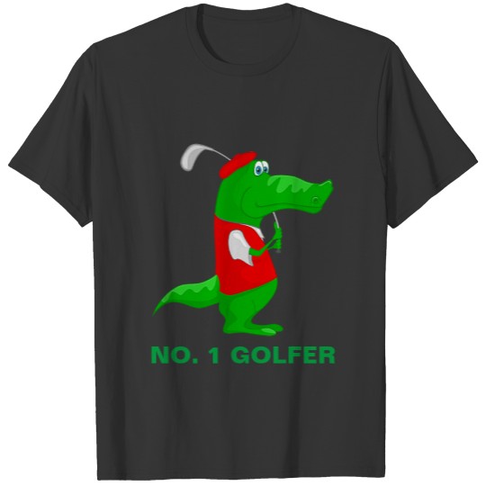 Crocodile Cartoon Golfer T-shirt