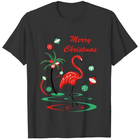 Red Christmas Flamingo Merry Christmas T-shirt