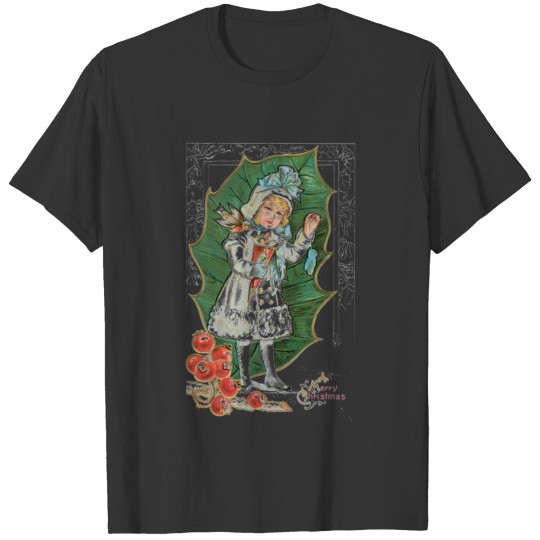 Old Fashioned Christmas Holly Berry Girl T-shirt