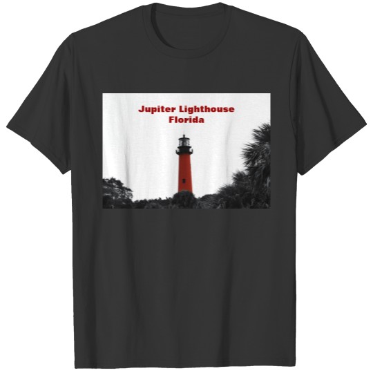 Jupiter Lighthouse Florida Red Black and White T-shirt