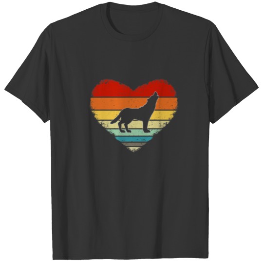 Vintage Heart Wolf Animal Lovers Retro Valentines T-shirt
