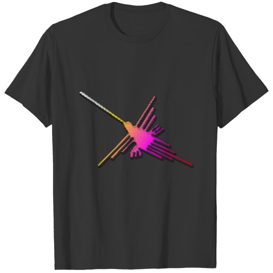 8 Bit Retro Video Game Nazca Lines Hummingbird Polo T-shirt