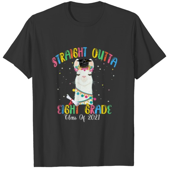 Straight Outta Eight Grade Class Of 2021 Llama Gra T-shirt