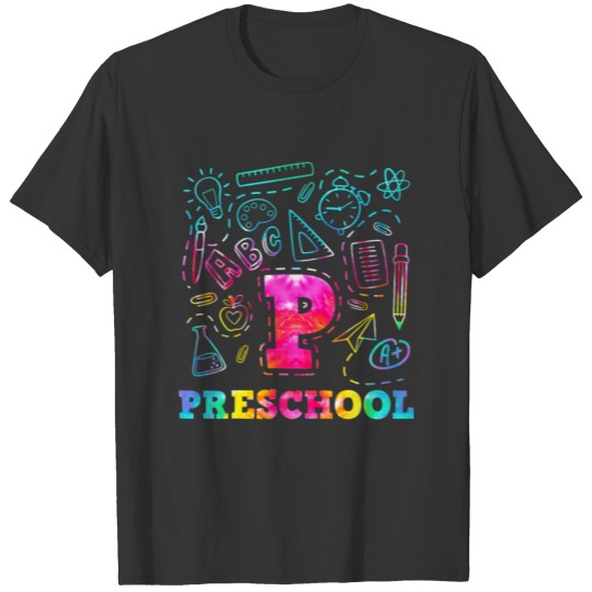 Tie Dye Preschool Typography Team Preschool Back T T-shirt