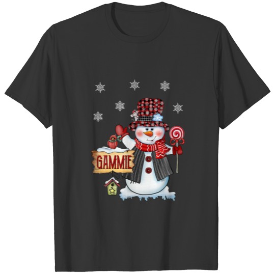 Gammie Snowman Christmas Candy Cane Red Plaid Sant T-shirt