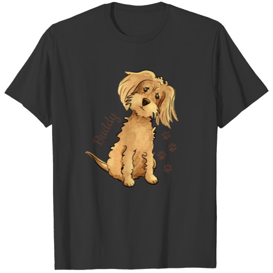 Add Name Cute Fluffy Brown Dog Light T-shirt
