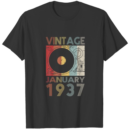 Retro January 1937 T 85Th Birthday Gift 85 Years O T-shirt