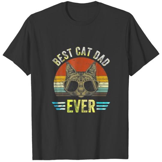 Vintage Best Cat Dad Ever Retro Fathers Day Tie Dy T-shirt