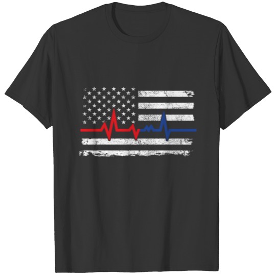 First Responders Thin Blue Red and Gold Line Flag T-shirt